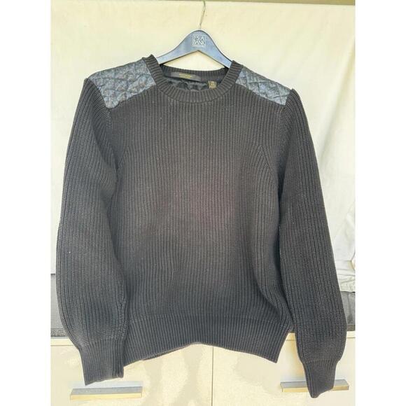 Scotch & Soda Men's Heavy Knit Pullover Sweater quilted shoulder panels Black XL